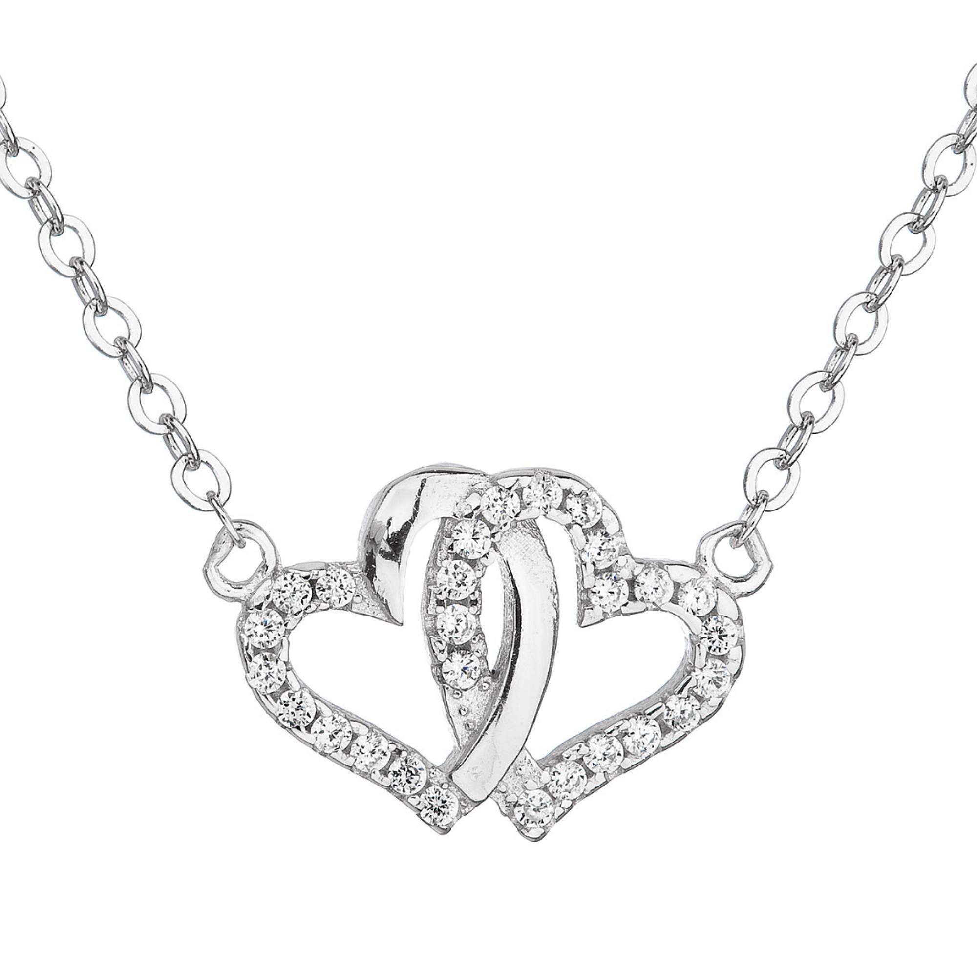Evolution Group -  Stříbrný náhrdelník se zirkonem bílé srdce 12006.1