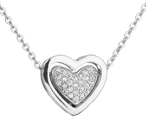 Levně Evolution Group Stříbrný náhrdelník se zirkony Srdce 12029.1