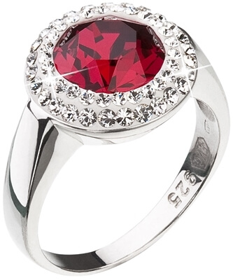 Evolution Group Stříbrný prsten s červeným krystalem Swarovski 35026.3 58 mm