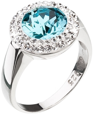 Evolution Group Stříbrný prsten s modrým krystalem Swarovski 35026.3 54 mm