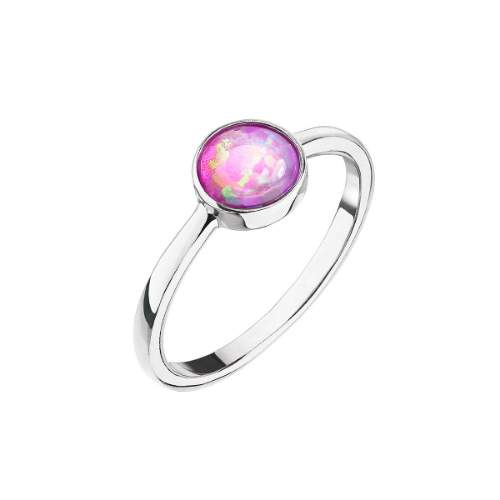 Evolution Group Stříbrný prsten s růžovým opálem 15001.3 pink 58 mm