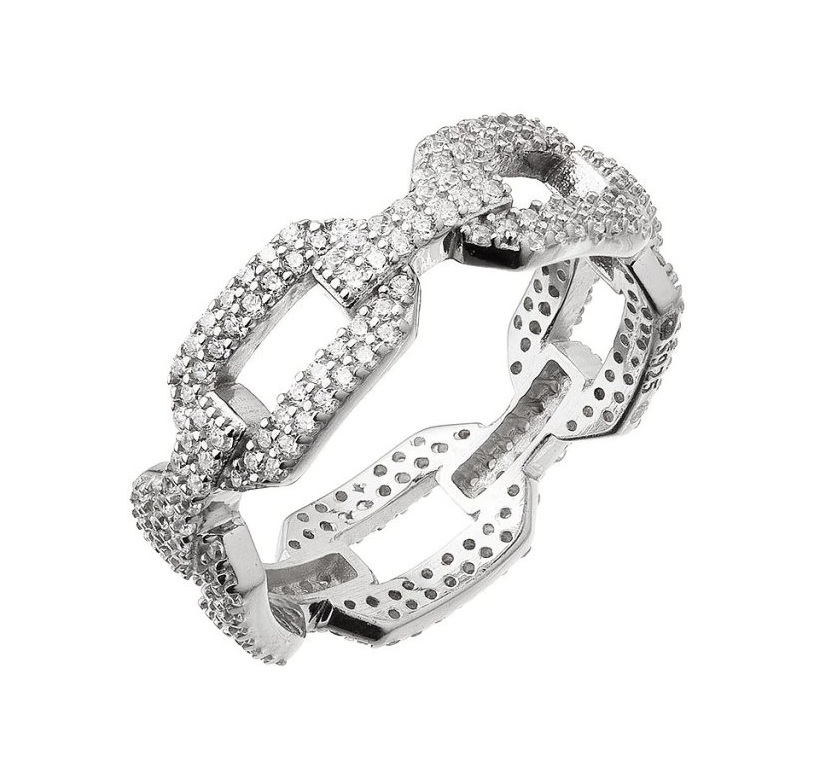 Evolution Group - Pavona Výrazný dámský prsten s čirými zirkony 15019.1 crystal 60 mm
