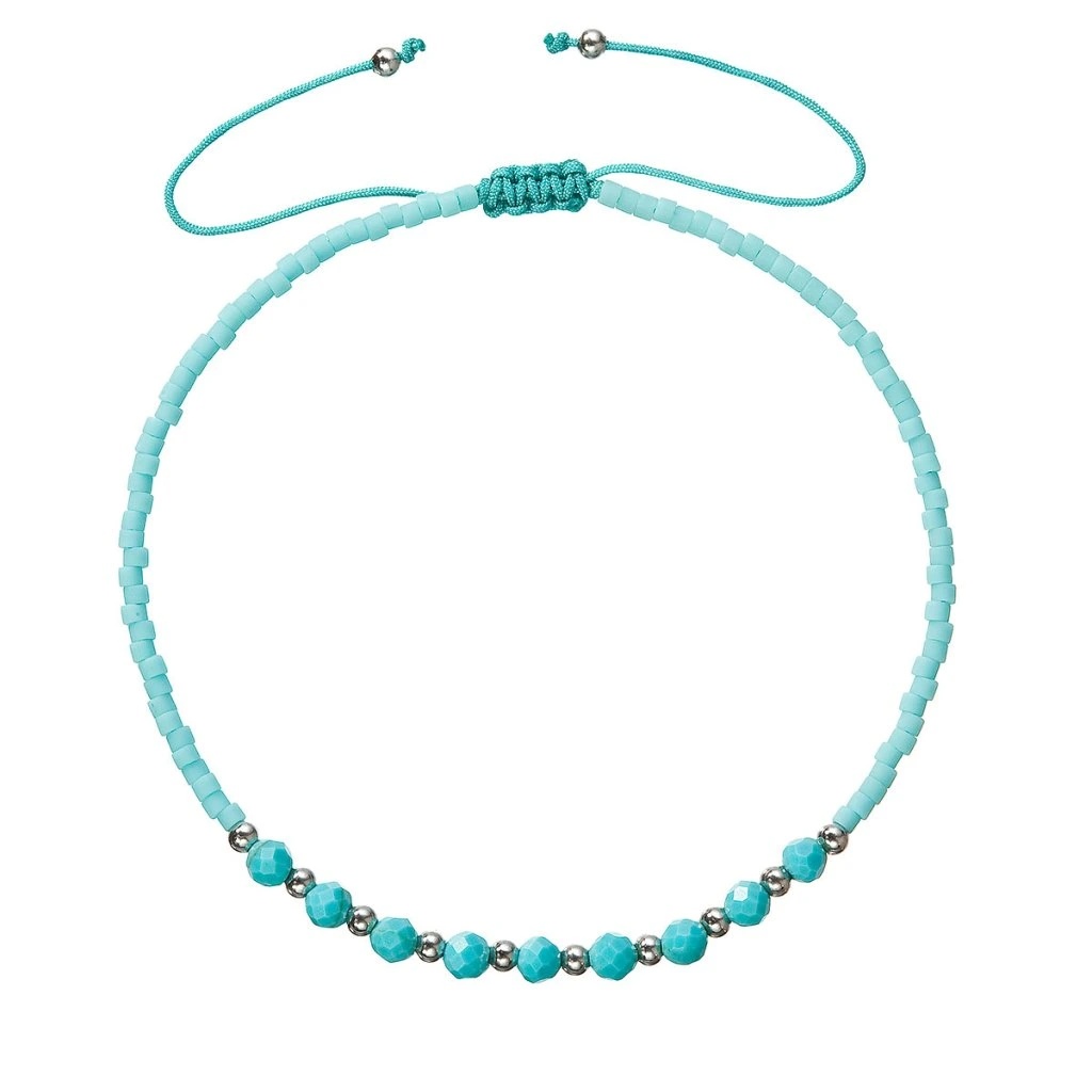 Evolution Group - Pavona Textilní náramek s tyrkysovými Miyuki korálky 13037.3 turquoise