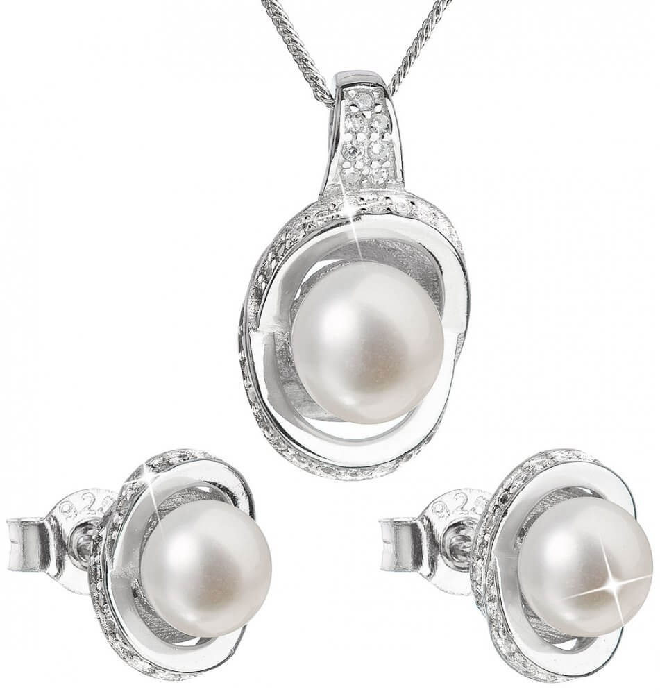 Evolution Group Set di gioielli in argento con perle vere Pavona 29026.1 (orecchini, collana, pendente)