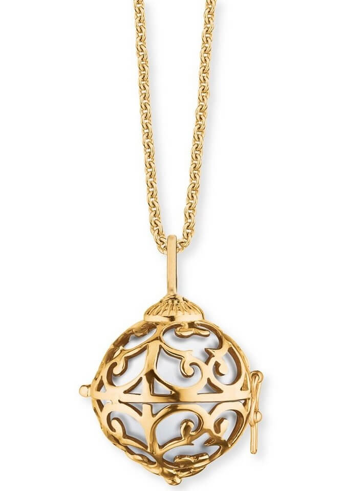 Engelsrufer Pozlacený náhrdelník Andělský zvonek s bílou rolničkou ERN-ER-01-XS-G