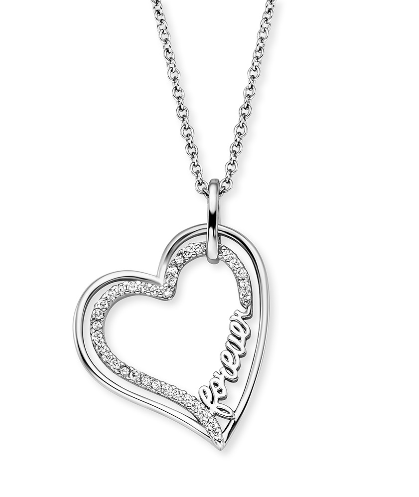 Engelsrufer Romantický stříbrný náhrdelník se srdíčkem ERN-FOREVER-ZI (řetízek, přívěsek)