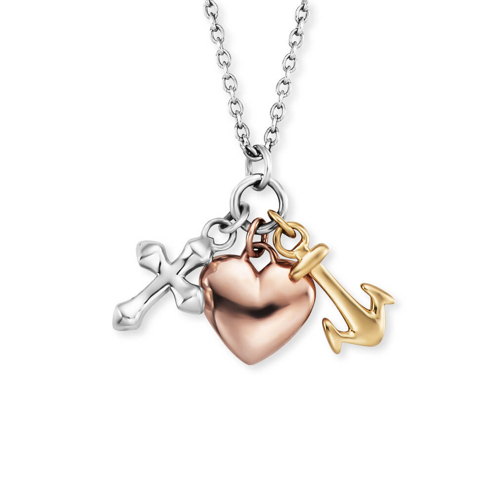 Levně Engelsrufer Stříbrný náhrdelník se symboly ERN-FLH-TRICO