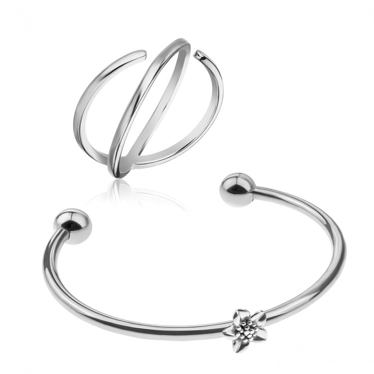 Emily Westwood Něžná sada ocelových šperků WS103S (prsten, náramek)