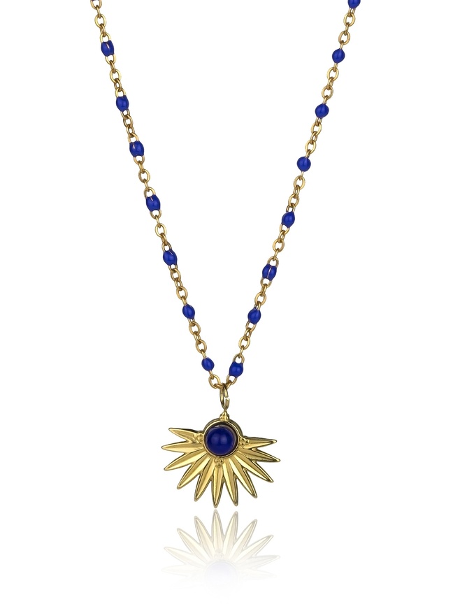 Emily Westwood Pozlacený dámský náhrdelník s modrými korálky EWN23039G