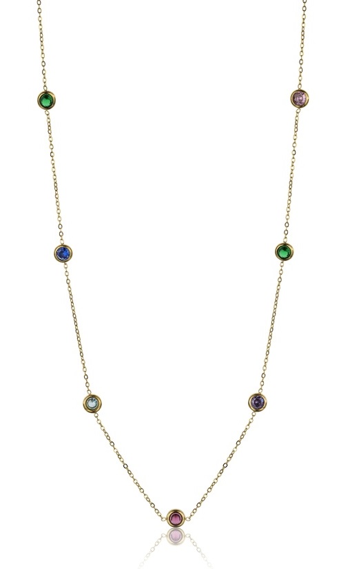 Levně Emily Westwood Pozlacený náhrdelník s barevnými krystaly Phoebe EWN23095G