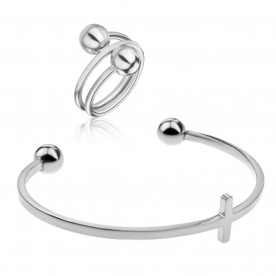Emily Westwood Půvabná sada ocelových šperků WS100S prsten, náramek)