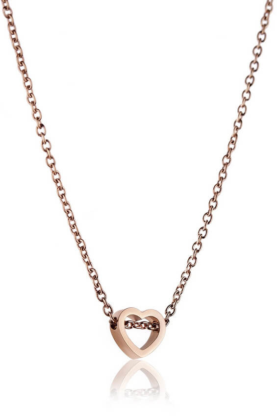 Emily Westwood Růžově pozlacený ocelový náhrdelník se srdíčkem WN1003R
