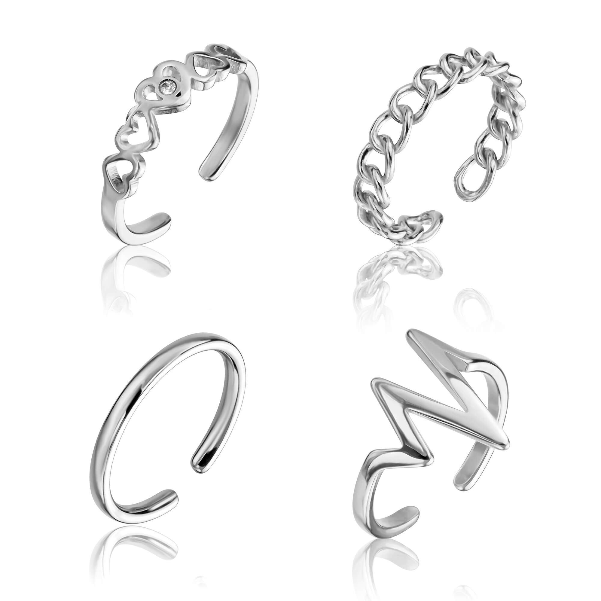 Emily Westwood Sada minimalistických ocelových prstenů WS055S