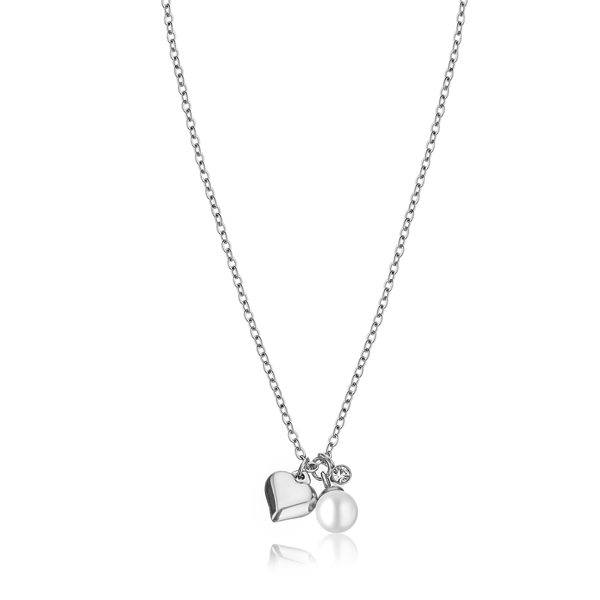 Emily Westwood Slušivý oceľový náhrdelník s príveskami WN1022S