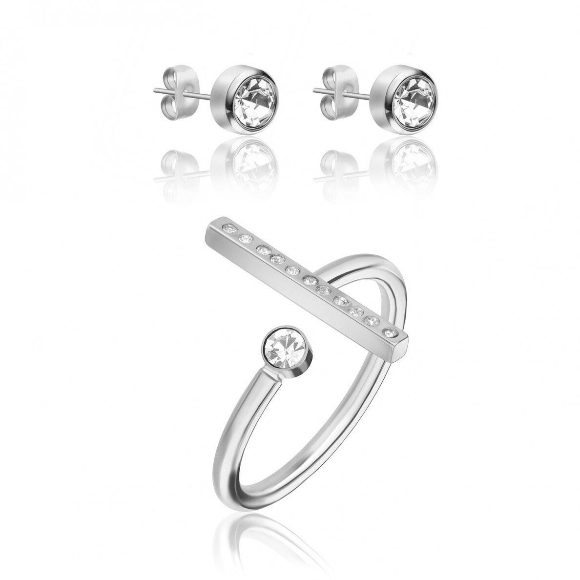 Emily Westwood Stylová sada šperků s krystaly WS094S (prsten, náušnice)