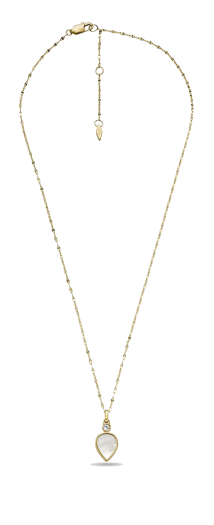 Fossil -  Jemný pozlacený náhrdelník s perletí Teardrop JF04248710