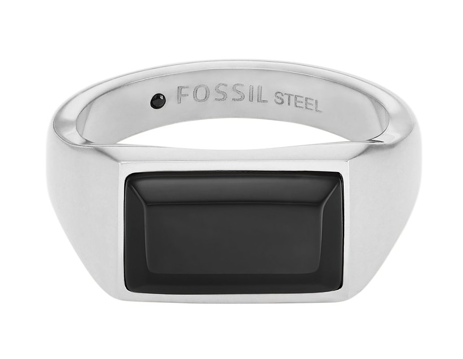 Fossil Moderní pánský prsten z oceli All Stacked Up JF04603040 67 mm