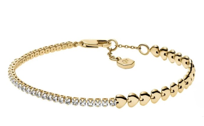 Fossil Očarujúce pozlátený náramok s kryštálmi JA7303710