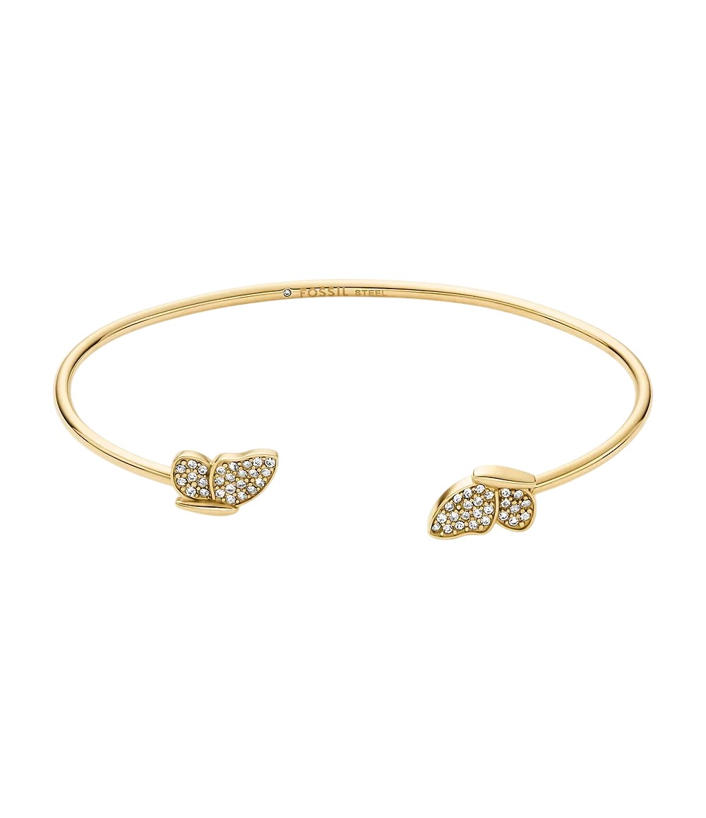 Fossil Pevný pozlátený náramok z ocele Butterfly JF04923710