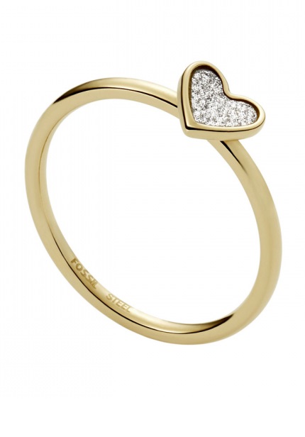 Fossil Romantický pozlacený prsten Valentine JF03943710 57 mm