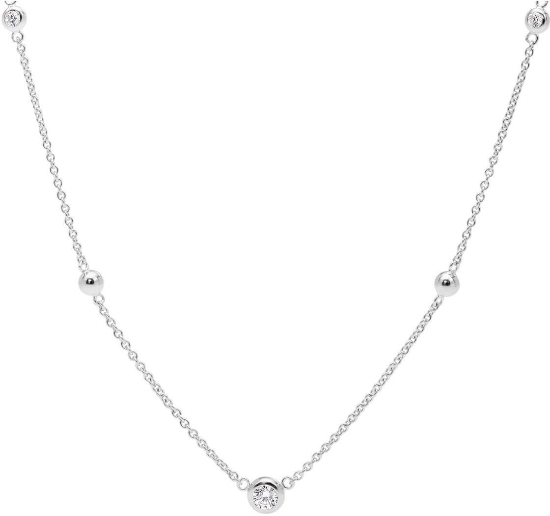 Fossil Stříbrný náhrdelník s krystaly JFS00453040