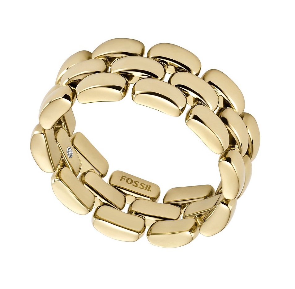 Fossil Stylový dámský prsten z pozlacené oceli Arden JF04785710 49 mm