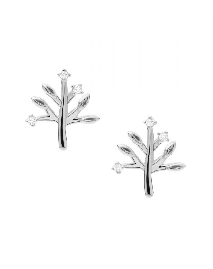 Fossil Výjimečné stříbrné náušnice Tree Of Life JFS00548040