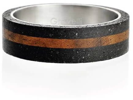 Gravelli Betonový prsten antracitový Simple Wood GJRUWOA001 53 mm