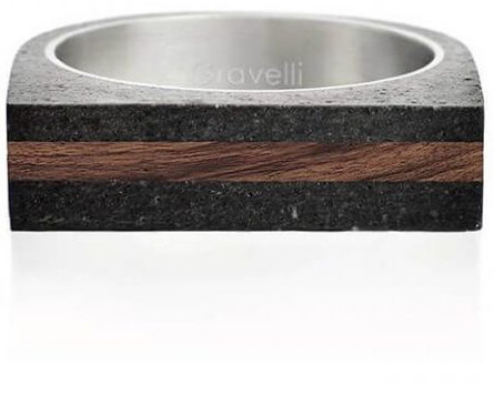 Gravelli Betonový prsten antracitový Stamp Wood GJRUWOA004 56 mm