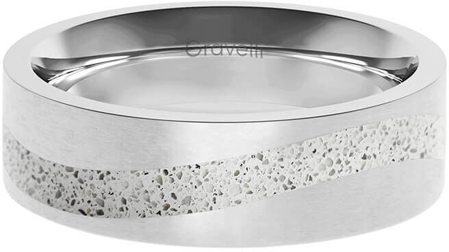 Gravelli Betonový prsten Curve ocelová/šedá GJRWSSG113 53 mm