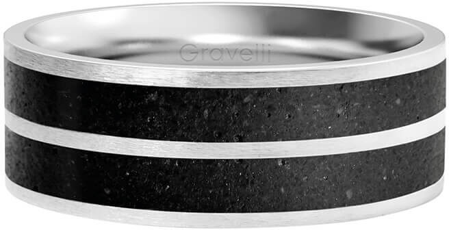 Gravelli Betónový prsteň Fusion Double line oceľová / antracitová 56 mm