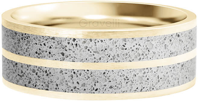 Gravelli Betonový prsten Fusion Double line zlatá/šedá GJRWYGG112 53 mm