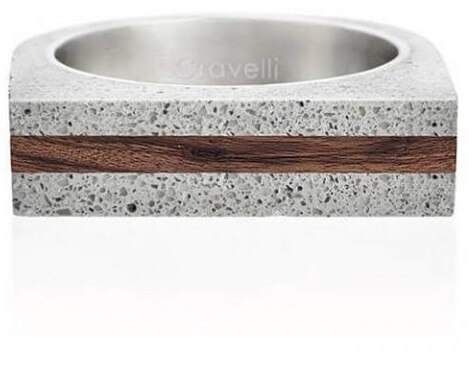 Gravelli Betonový prsten šedý Stamp Wood GJRUWOG004 50 mm