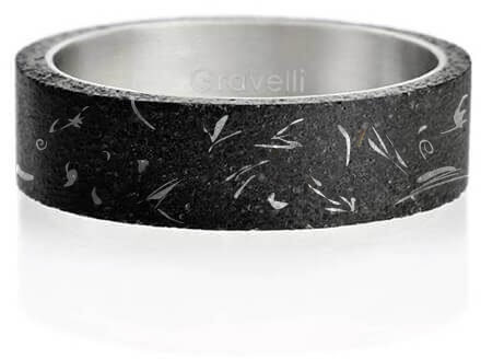 Gravelli Moderné betónový prsteň Simple Fragments Edition oceľová / antracitová GJRUFSA001 63 mm