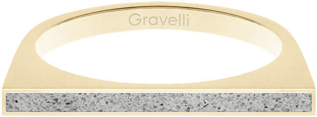 Gravelli Ocelový prsten s betonem One Side zlatá/šedá GJRWYGG121 53 mm