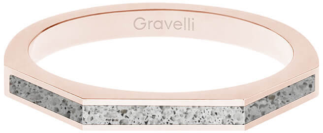 Gravelli Ocelový prsten s betonem Three Side bronzová/šedá GJRWRGG123 53 mm