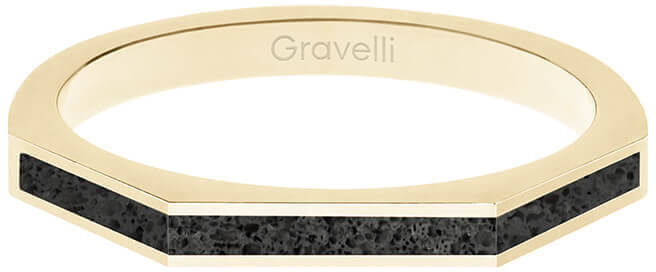 Gravelli Ocelový prsten s betonem Three Side zlatá/antracitová GJRWYGA123 50 mm