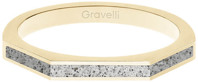 Gravelli Ocelový prsten s betonem Three Side zlatá/šedá GJRWYGG123 53 mm