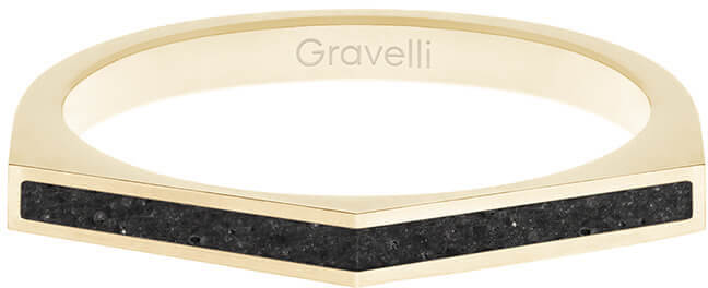 Gravelli Ocelový prsten s betonem Two Side zlatá/antracitová GJRWYGA122 56 mm