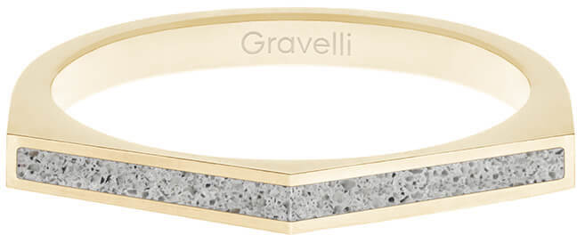 Gravelli Ocelový prsten s betonem Two Side zlatá/šedá GJRWYGG122 56 mm