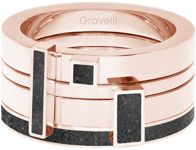 Gravelli Sada štyroch prsteňov s betónom Quadrium bronzová / antracitová GJRWRGA124 56 mm