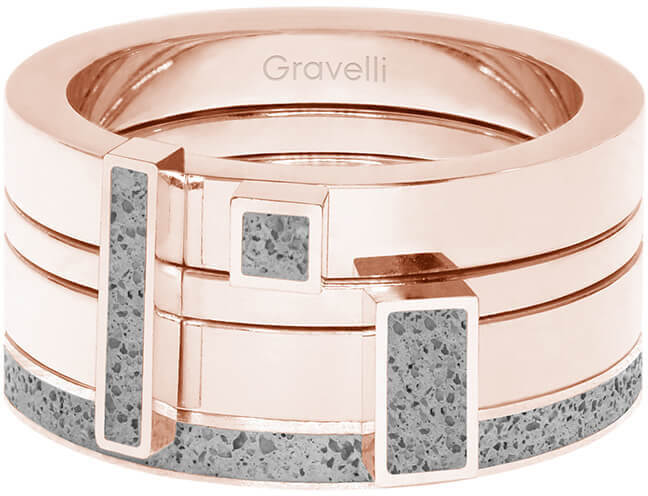 Gravelli Sada štyroch prsteňov s betónom Quadrium bronzová / sivá GJRWRGG124 56 mm