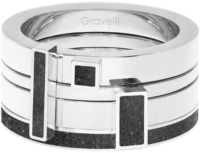 Gravelli Sada čtyř prstenů s betonem Quadrium ocelová/antracitová GJRWSSA124 56 mm