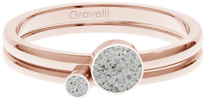 Gravelli Sada ocelových prstenů s betonem Double Dot bronzová/šedá GJRWRGG108 53 mm
