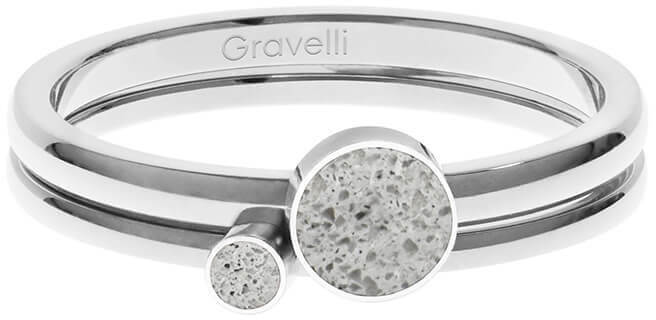 Gravelli Sada oceľových prsteňov s betónom Double Dot oceľová / sivá GJRWSSG108 53 mm