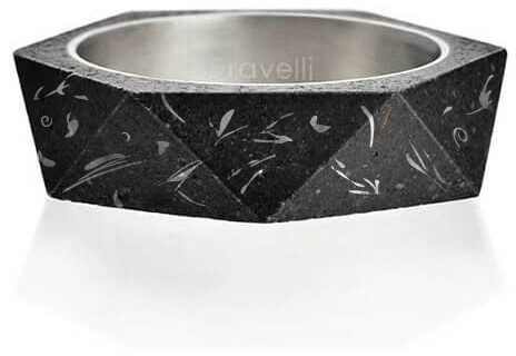 Gravelli Stylový betonový prsten Cubist Fragments Edition ocelová/antracitová GJRUFSA005 56 mm