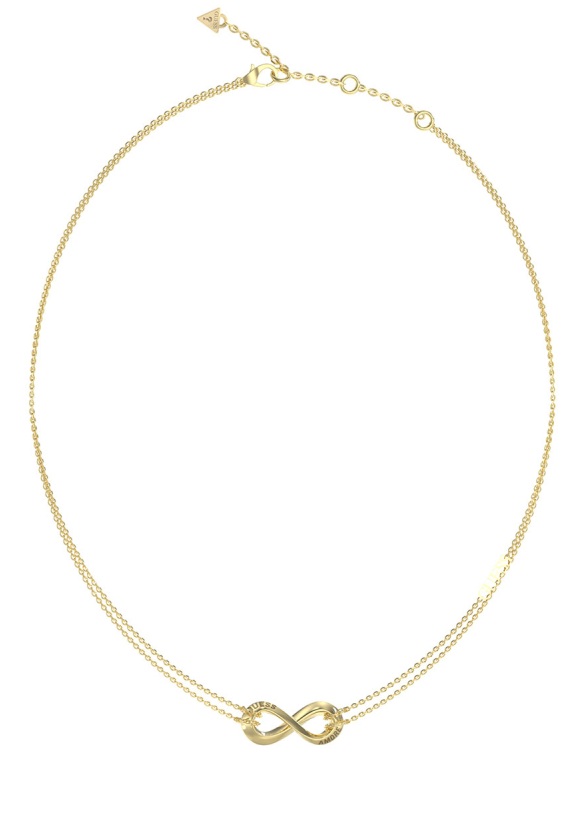Guess Dvojitý pozlacený náhrdelník se srdíčky Guess Amore JUBN05049JWYGT/U