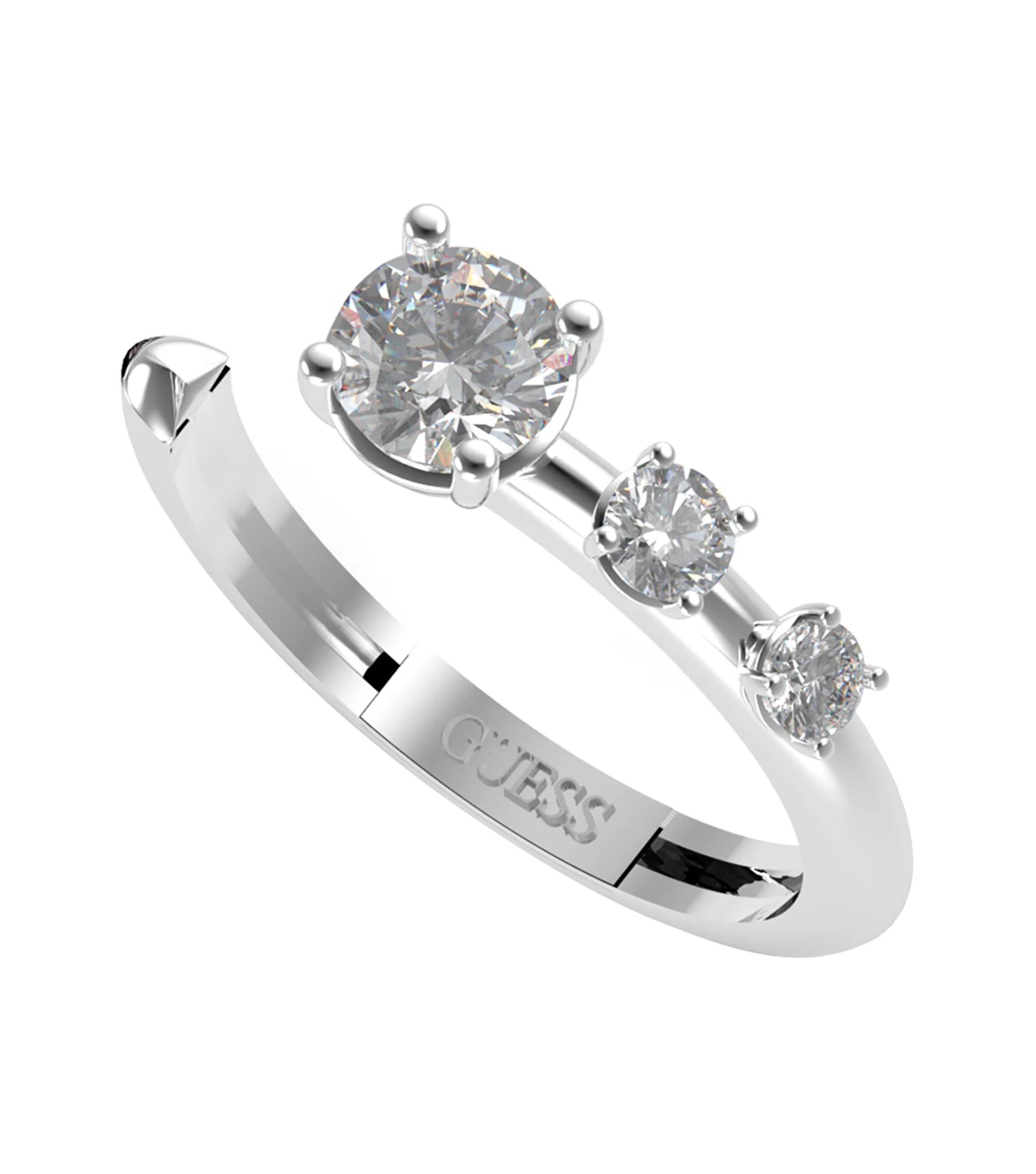 Levně Guess Elegantní otevřený prsten se zirkony Sunburst JUBR01408JWRH 52 mm