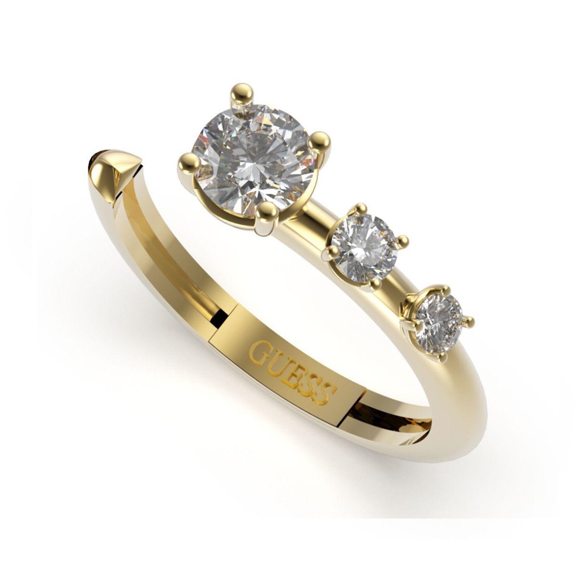 Guess Elegantní otevřený prsten se zirkony Sunburst JUBR01408JWYG 56 mm