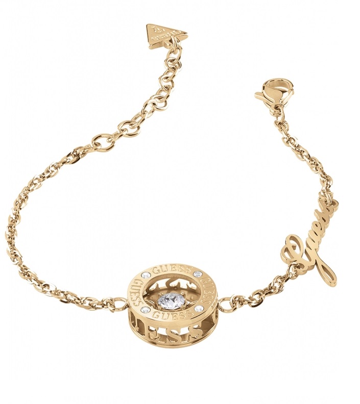 Guess Elegantní pozlacený náramek Solitaire JUBB01462JWYG 17 - 21 cm - L